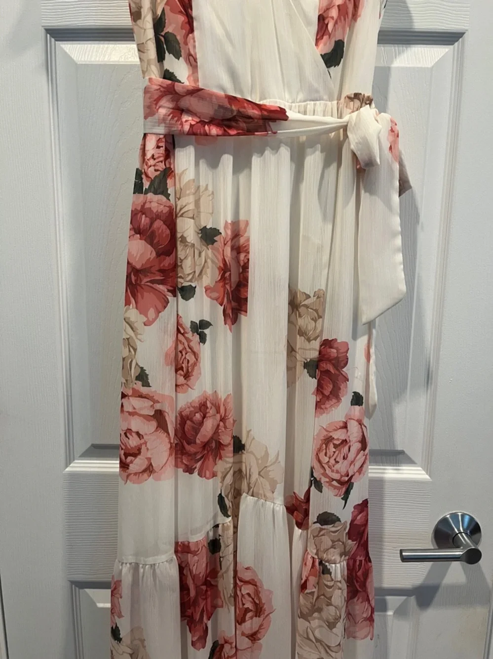 Premier Amour Floral Maxi Dress in Ivory and Pink Cottagecore Feminine SZ 6‎